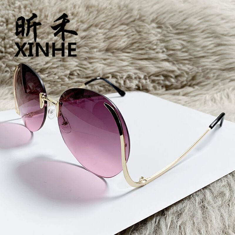 ✨臺灣出貨✨ 鏡尚嚴選 無框墨鏡、圓框太陽眼鏡、漸層鏡片墨鏡、潮流眼鏡女、防曬墨鏡推薦、2025時尚眼鏡、海邊穿搭必備