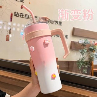手提冰霸杯 保溫杯 保溫瓶 咖啡杯 冰壩杯 不鏽鋼保溫杯 隨手杯 環保杯 隨行杯 水杯女生高顔值帶吸管大容量網紅新款杯子