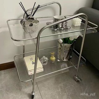 【悅心生活】免運 中古客廳沙發邊幾小茶幾服裝店裝飾品佈置玻璃推車小推車ins風