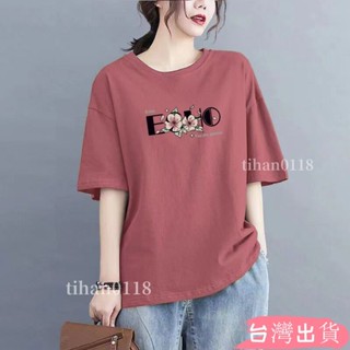 100%純棉短袖短袖T恤女短袖上衣韓版上衣夏季衣服寬鬆上衣T恤女女生衣服大碼上衣女上衣短袖tihan0118