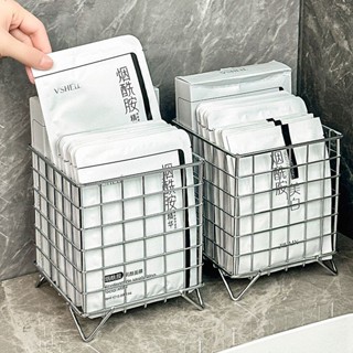 化妝品收納✨收納盒 ins鐵藝收納筐辦公室宿舍收納盒桌面大容量化妝品雜物面膜收納架