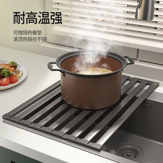 桃園出貨✨碗盤瀝水架 水槽瀝水架 廚房瀝水架 廚房水槽耐高溫置物架 瀝水架 304不銹鋼 碗碟架收納架 可折疊捲簾 GU