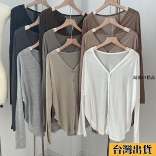 湯湯♡低價桃園 韓版寬鬆不規則上衣 透膚上衣 外搭 女生上衣 長袖上衣 透氣 t恤 內搭透膚 慵懶風 女生衣服 開衫外套