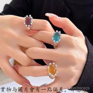 💎金福源珠寶💎2025春夏新款彩色潮流戒指小眾複古設計時髦誇張多巴胺大寶石指環水晶戒指 寶石戒指 鈦鋼戒指 鑽石戒指