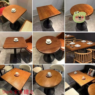 【Shark傢俱】【8272人收藏】複古咖啡廳桌子西餐廳實木小圓桌蛋糕店民宿甜品奶茶店餐桌椅組閤