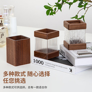 桃園發貨新款實木筆筒亞克力高階輕奢風收納盒辦公桌麵簡約個性上檔次