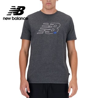 【New Balance】 NB 吸濕排汗短袖上衣 男性 深灰色 MT41071HC