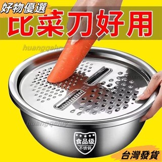 臺灣發貨❤切菜盆 多功能不銹鋼 食品級刨絲盤 土豆片蔬菜蘿蔔擦絲片 刨絲器神器 UDE8