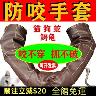七七優選🎈寵物防咬手套狗貓訓犬鱷龜摘花椒加長加厚牛皮防剌洗澡防抓傷動物🎈免運