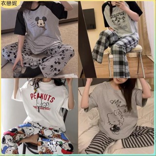 臺灣出貨🍓夏季韓系女生睡衣 短袖長褲兩件式睡衣套裝 甜美可愛卡通睡衣 女士居家睡衣家居服套裝 流行睡衣居家服 slee