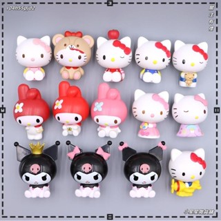 ❤小星星雜貨鋪❤1 件裝動漫我的旋律公仔 Kuromi Hello Kitty 卡哇伊小貓 Q 版娃娃蛋糕裝飾 PVC