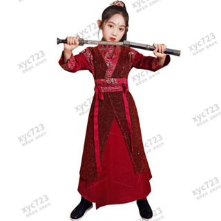 花木蘭服裝兒童錶演服春季女童漢服春秋兒童古裝霸氣走秀演出服颯 Q7NS