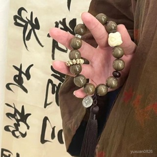 【🙏功德商品🙏】絲檀木手串陰沉木串新中式手鏈國風文藝冷門古風鵰刻念珠男女 贈送禮品