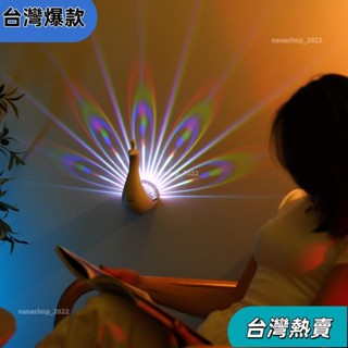【新店開業】孔雀壁燈 七彩壁燈 3D壁燈 小夜燈 貓頭鷹 孔雀夜燈 牆面裝飾燈 LED電池供電 生日禮物 交換禮物506