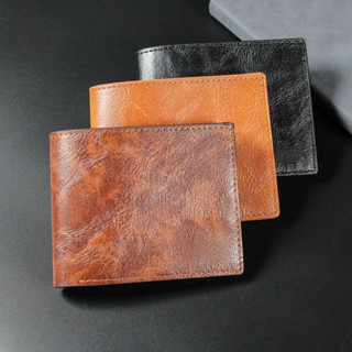 🌝臺灣出貨🌝熱銷新款wallet men男士錢包火燒PU錢夾地灘貨源橫款男士皮夾