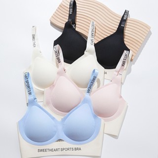 內衣 字母肩帶無痕內衣女小胸聚攏軟支撐收副乳無鋼圈背心式運動文胸罩