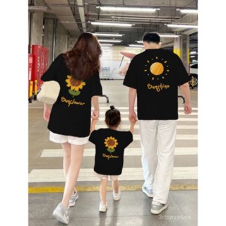 【臺灣熱賣✨】嚮日葵親子裝一家三四口母女裝夏季純棉短袖T恤衣服2025新款夏天