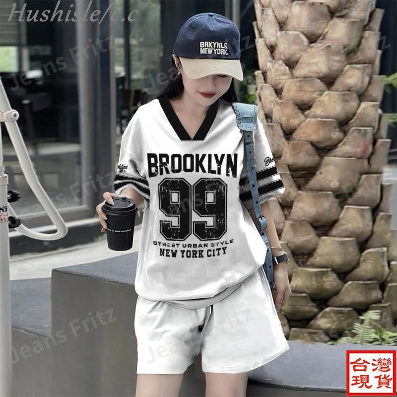 Hushisle夏日特選の5❥時尚休閒韓式女式 T 恤寬鬆 BROOKLYN 99 短袖圖案印花街頭服飾