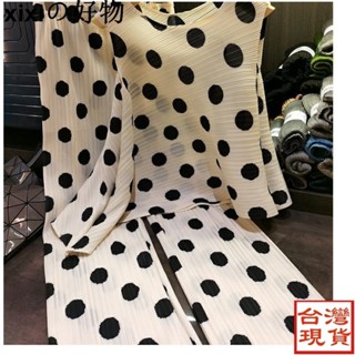【超讚CP0524】套裝 T恤 夏季新款 三宅褶皺 法式 波點 無袖背心 上衣 直筒長褲 兩件式 套裝女