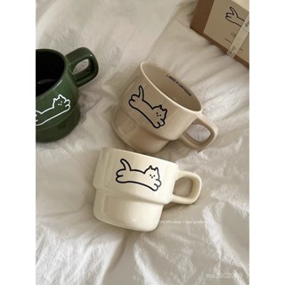 🌟現48h出庫🌟新款可愛貓咪杯子ins小狗情侶疊疊馬克杯禮物耐高溫陶瓷咖啡水杯zz優選 UDHG