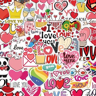 💕【桃園出貨】💕熱銷100張浪漫LOVE情人節英文塗鴉貼紙ins卡通創意彩繪裝飾小貼畫