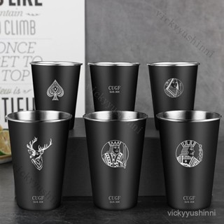 黑色馬克杯 咖啡杯 環保杯 冰壩杯 飲料杯 咖啡隨行杯 咖啡保溫杯 手衝咖啡杯 不鏽鋼杯單層冷飲杯 便攜隨身行 啤酒杯