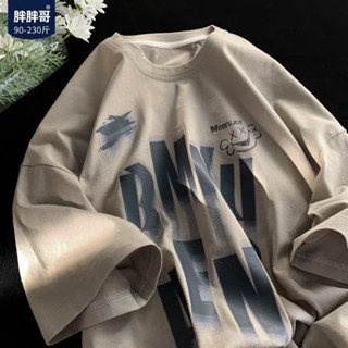 情侶短袖t [M-8XL]韓版字母印花oversize五分袖 復古ins短袖 印花T恤 短袖男 寬鬆上衣