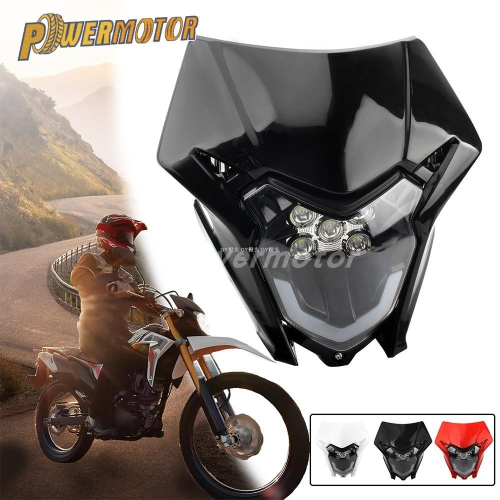 熱銷 機車LED大燈CRF150L改裝鹵素燈LED鬼臉大燈頭燈車罩