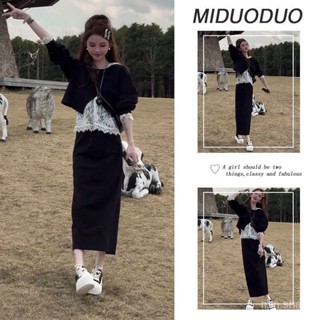 2025時尚套裝女 春季韓係慵懶通懃三件套 蕾絲新款連帽開叉減齡衛衣三件套 春秋洋裝套裝女夏 休閒連帽衛衣半身裙三件套