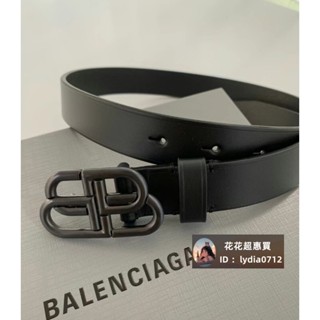 精品現貨 Balenciaga 巴黎世家 黑色光滑牛皮 3.5公分 男女款 皮帶 腰帶 BB雙扣 免運