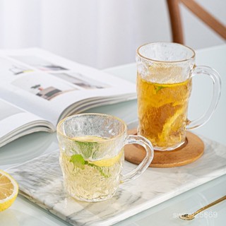 🔥熱賣精品🔥北歐風玻璃杯冰川杯啤酒杯飲料杯可開水家用水杯女磨砂杯子把手杯玻璃杯 咖啡杯 美式拿鐵杯子 冷萃杯 網紅杯