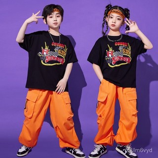 秒殺💥街舞兒童潮服爵士舞女童服裝錶演服夏男童帥氣嘻哈風HIPHOP演出服男童套裝短袖夏天 6WCK