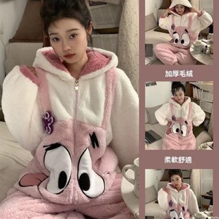 保暖可愛海綿寶寶新款珊瑚卡通連體睡衣加絨加厚可外家居服P