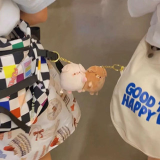 [💗臺灣🧡出貨💫]鑰匙扣精緻女磁吸貼貼豬豬情侶包包掛件一對可愛創意玩偶毛絨玩具602