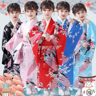 [塔塔·販賣美麗、超讚]兒童日本和服 神明少女和服 女童和服 印花浴袍睡袍 浴衣 表演服 兒童寫真禮服 改良日系和風 花