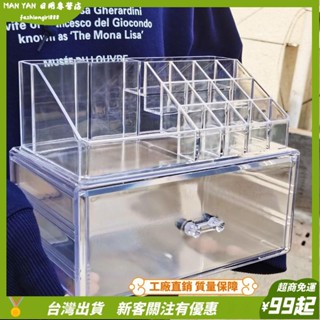 臺灣出貨💎超大號透明化妝品收納盒塑膠防塵護膚有蓋亞克力桌麵梳妝臺置物架 LEOA