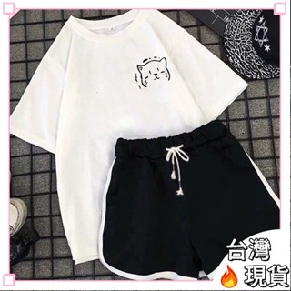 新品推薦💕夏季百搭大碼女士睡衣家居服寬鬆五分袖套裝女運動健身短袖套裝女 ANQN