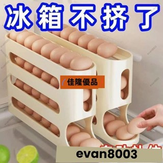 低價熱賣E🔥[臺灣熱銷]家用滾動滑梯鷄蛋收納盒廚房多層斜口自動滾蛋器冰箱側門鷄蛋託 GMSN