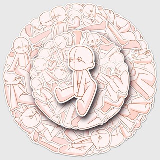 【在臺出貨】[滿99出貨]50張美術繪畫素體人物卡通可愛小清新線條貼畫手機殼頭盔咕卡貼紙