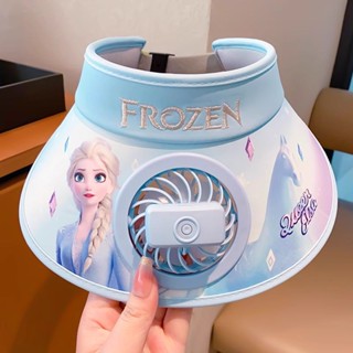 ✨桃園發貨✨兒童冰雪奇緣卡通防曬帽女童夏季風扇帽女孩艾莎公主空頂帽