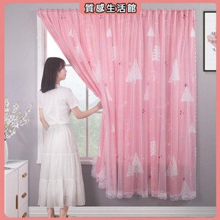遮光窗簾 魔鬼氈窗簾 魔鬼氈窗簾成品 免打孔安裝遮光臥室少女飄窗布網紅房間裝飾品ins 窗簾 門簾 布簾