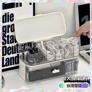 【🔥臺灣發貨🔥】數據線收納盒桌面充電器手機電源線整理神器亞克力帶蓋防塵理線器