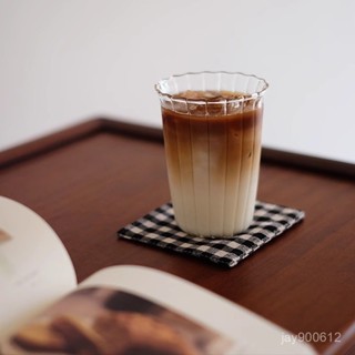 [居家必備 便攜耐用]簡約冰美式拿鐵咖啡杯耐熱飲品玻璃杯家用透明冷飲喝水杯子牛奶杯 玻璃杯 咖啡杯 早餐牛奶杯
