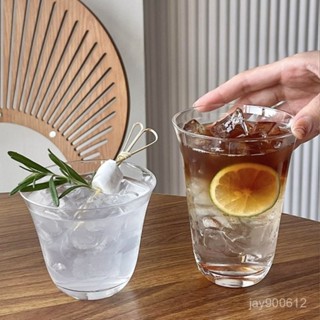 [居家必備 便攜耐用]高硼矽耐高溫透明單層杯冷飲杯子闊口冰美式拿鐵咖啡杯簡約玻璃杯 玻璃杯 咖啡杯 早餐牛奶杯