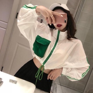【免運24-H】外套 Ins美式微透膚工裝防曬外套短版休閒運動外套夏日穿搭防曬衣寬鬆外套大尺碼女裝 60919/低價