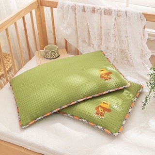 Cute Grid❤ 全棉華夫格兒童母嬰枕頭學生護頸椎助睡眠刺繡枕套可拆洗枕芯單人