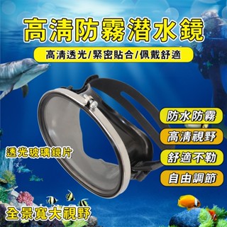 🚀臺灣發貨🚀達 潛水蛙鏡 浮潛麵罩 防水防霧浮潛泳鏡 高畫質強化玻璃 不銹鋼大框潛水鏡 潛水麵罩 遊泳眼鏡 漁民鏡 圓