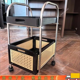 【尾貨特清】不銹鋼臉盆架帶輪置物架零食化妝推車廚房衛生間落地式置物架移動 Y76W78
