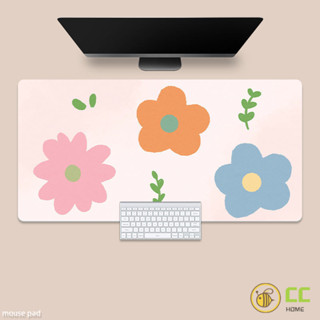 【新品限時特惠】簡約ins小清新花卉皮革滑鼠墊女生辦公電腦鍵盤防滑防水桌墊