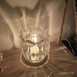 全店免運🌈ins鬱金香玻璃燭臺花朵蠟燭家居擺件裝飾咖啡館攝影道具玻璃器皿 RCZF